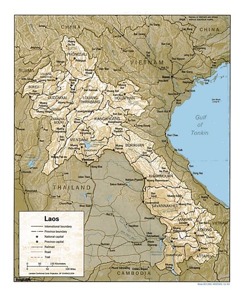 Detailed Political And Administrative Map Of Laos With Relief Roads