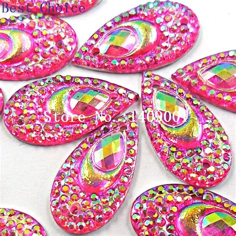 Resin Rhinestones 10x20mm Drop Bright Pink Stones And Crystals Strass