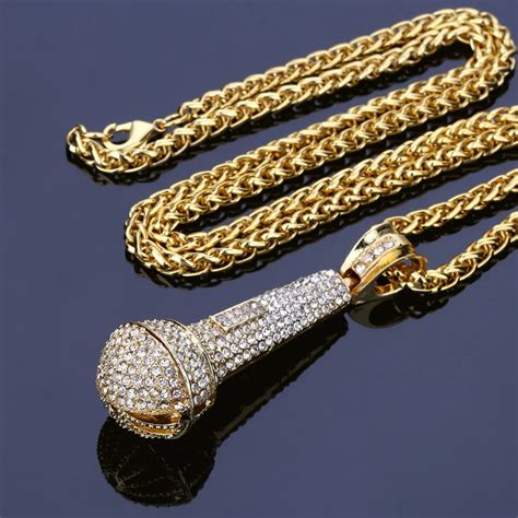 Fashion Microphone High Quality Created Pendants Necklaces Hip Hop