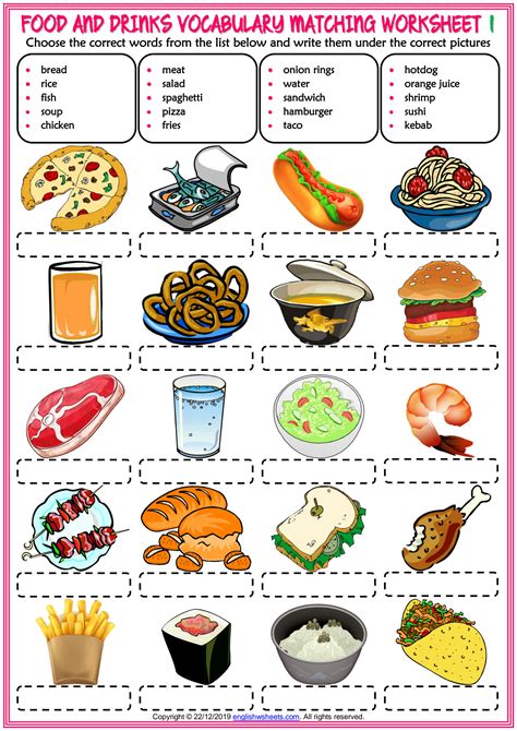 Solution Food And Drinks Vocabulary Esl Matching Exercise Worksheets