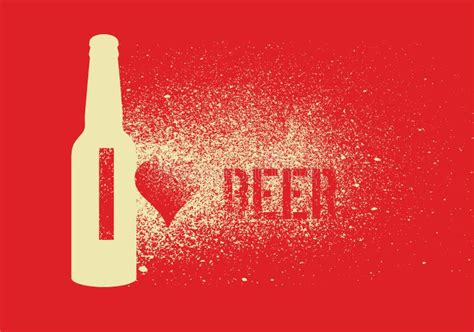 I Love Beer Beer Typographic Stencil Spray Grunge Style Poster Design