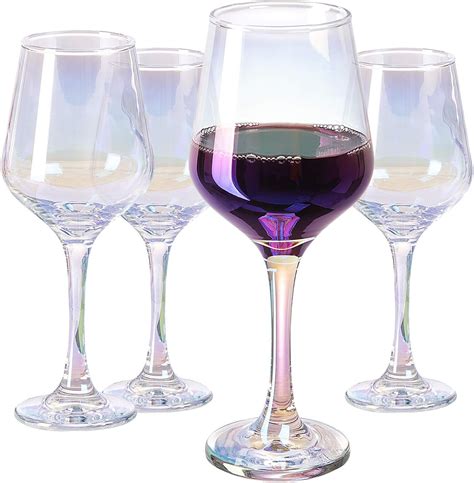 Vastto 15 Ounce Iridescent Crystal Wine Glass For Home Dinning Bar And Party