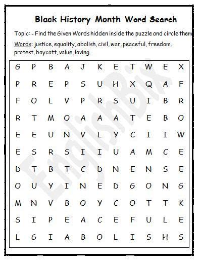 Black History Month Word Search Puzzle Printable Englishbix