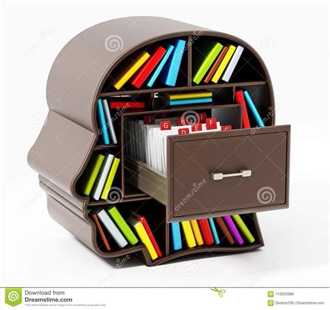 Index Card Catalogue Inside Head Library Drawer 3d Illustration Stock