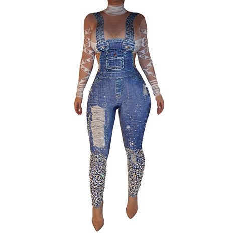 Aliexpress Buy Casual Denim Rompers Long Sleeve Jumpsuits For