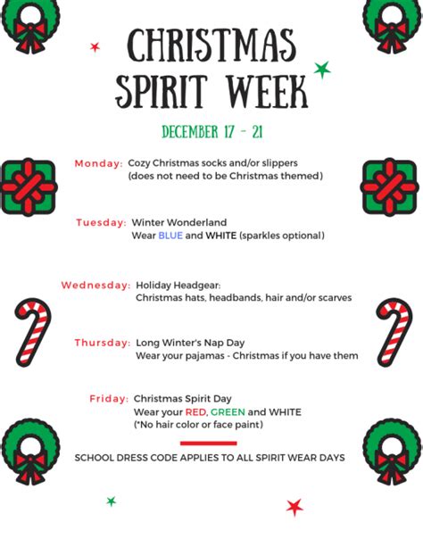 14, the theme will be christmas movie day. Christmas Spirit Week - 12/17-12/21 | Crown Point ...