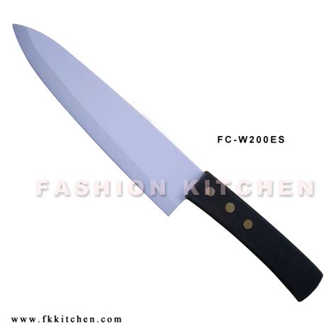 8 White Ceramic Knife Honed White Blade With Ebony Handle Fc W200es