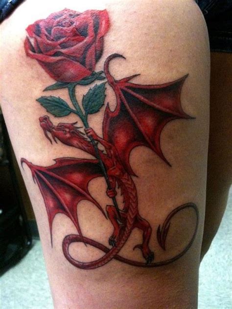 Dragons And Roses Tattoos