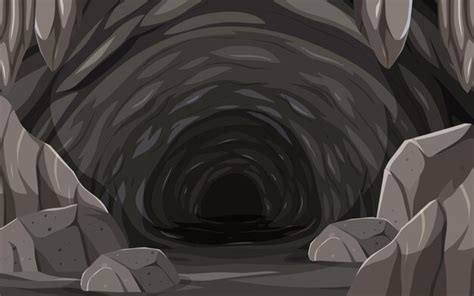 Dentro Del Paisaje De La Cueva En Estilo De Dibujos Animados Vector