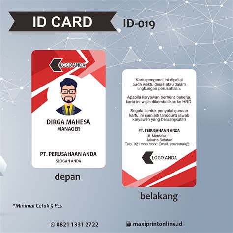 Cetak Kartu Business ID Card Template ID Card MAXI PRINT SHOP Graha Raya Print