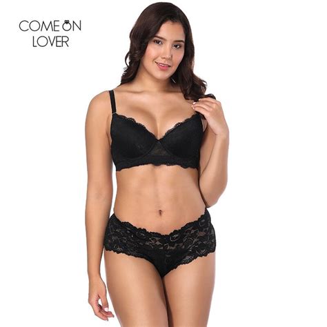 Comeonlover Hot Lace Lingerie Women Sexy Bra Set Push Up Solid Underwear Set Plus Size