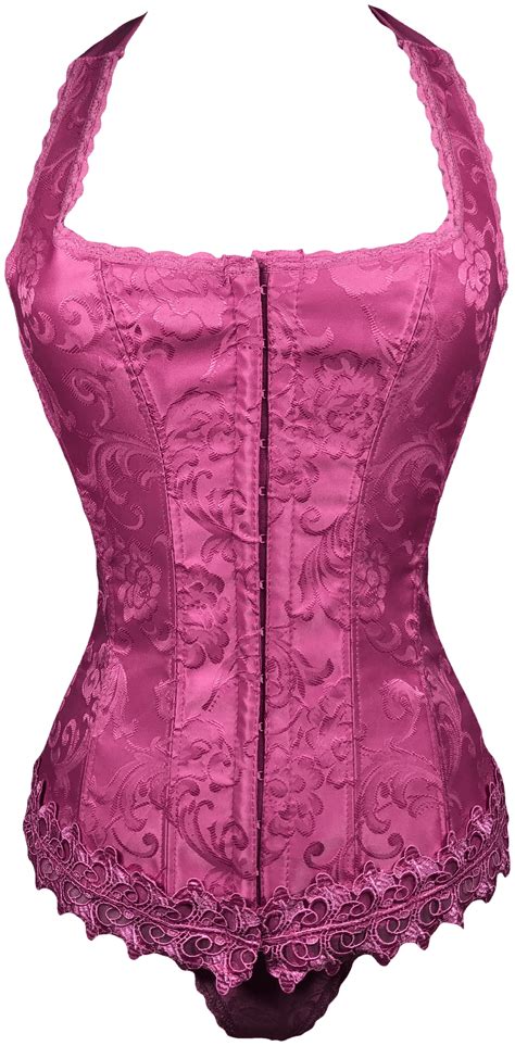 Vintage 90s Deadstock Pink Brocade Halter Corset With Matching Thong By Frede Shop Thrilling