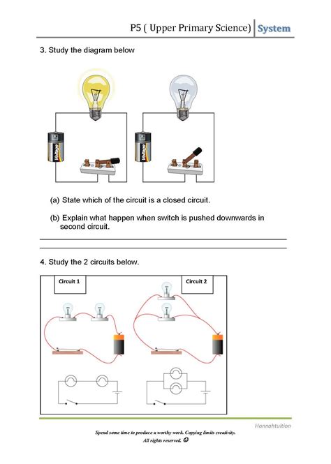 Grade 6 Electricity And Circuits Worksheet