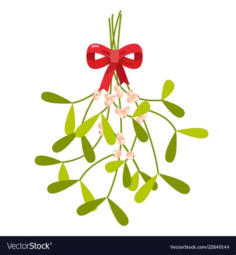 Mistletoe With Red Bow Royalty Free Vector Image