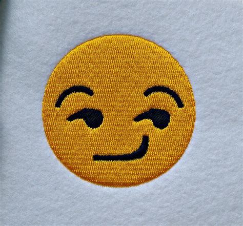 Smirk Emoji Emoticon Machine Embroidery Design Pattern Etsy