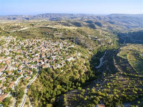Aerial View Of Arsos Village Limassol Cyprus Stock Image Image Of