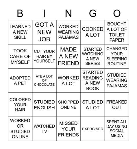 Quarantine Bingo Bingo Card