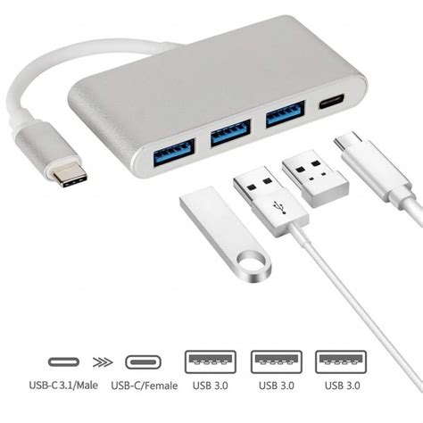 Type C 3 Usb Multiport Power Delivery Adapter Silver