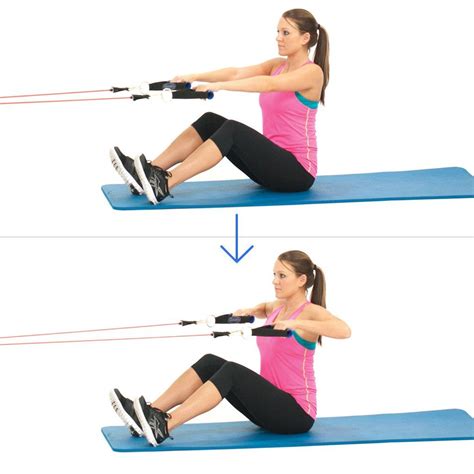 Seated High Row With Resistance Fitness Bands Will Stabilize Your Lower