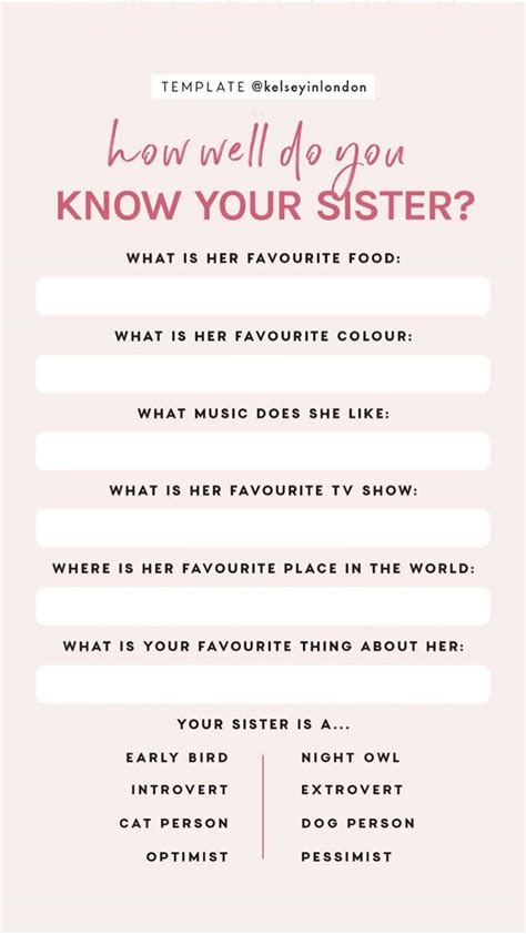 How Well Do You Know Your Sister Instagram Story Template By