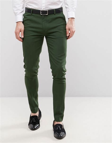 Asos Super Skinny Smart Pants In Dark Green Green Green Pants Men