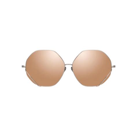 Linda Farrow Fawcet Hexagon Sunglasses In White Gold Lfl1010c5sun Linda Farrow Eyewear