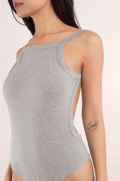 Best Sellers Heather Grey Take Hold Backless Bodysuit Tobi Backless Bodysuit Grey Bodysuit