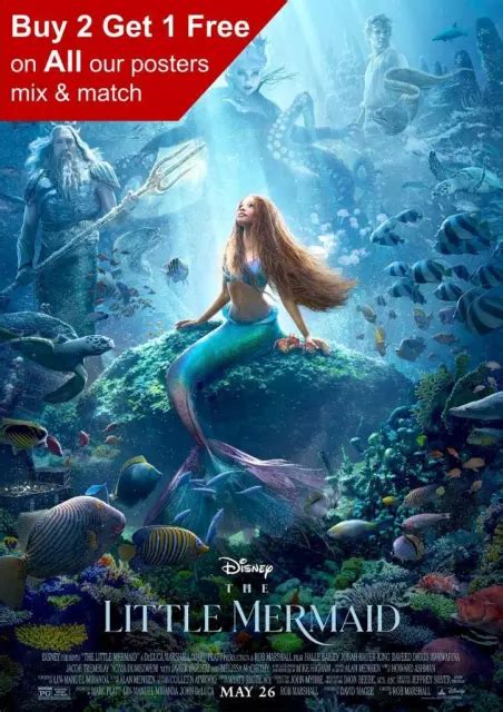 The Little Mermaid 2023 Movie Poster A5 A4 A3 A2 A1 £099 Picclick Uk