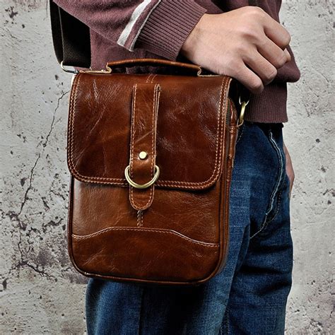 Men Genuine Leather Cowhide Handbag Single Shoulder Messenger Crossbody