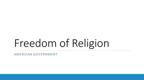 Freedom Of Religion American Government And Politics