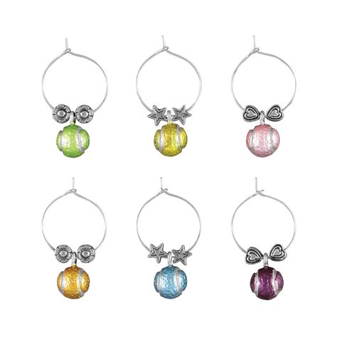 Wt 1650p Tennis Balls Wine Charms Painted
