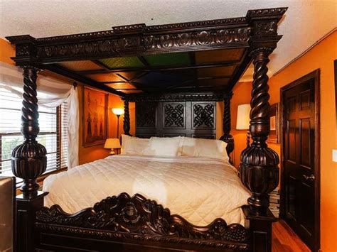 Four Poster Bed King 4 Post Canopy Bed Frame Carved Vintage Antique