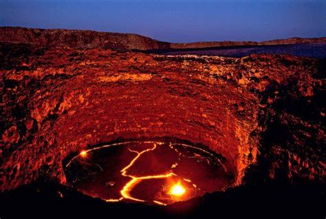 Glowing Lava Inside The Pit Crater Of The Erta Ale Volcano Ethiopia