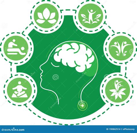 Wellness Graphic With Human Brain And Option Icons Stock Illustration Illustration Of Circle