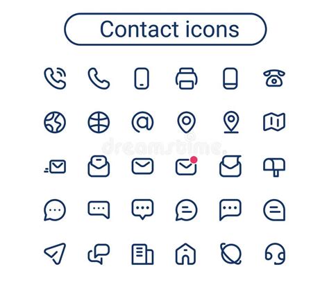 Minimal Line Contact Icons Stock Illustrations 1551 Minimal Line