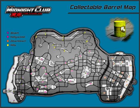 Midnight Club Los Angeles Collectible Barrels Map