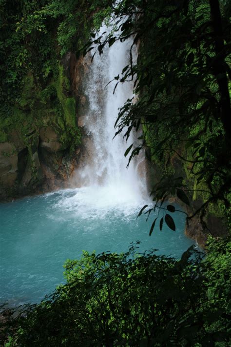 Waterfall At Rio Celeste Blue River Costa Rica Beautiful