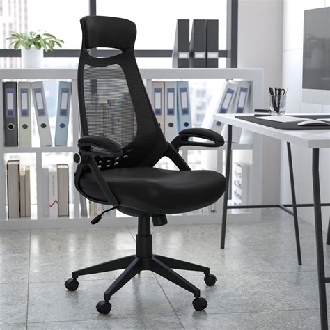 Flash Furniture High Back Black Mesh Executive Swivel Office Chair With Flip Up Arms Walmart