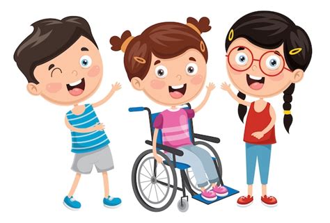 Ilustración Del Niño Discapacitado Vector Premium
