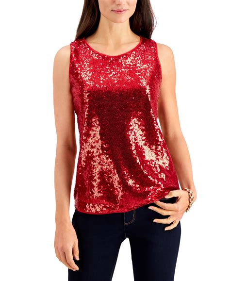 Charter Club Sequined Tank Top Created For Macys Ravishing Red