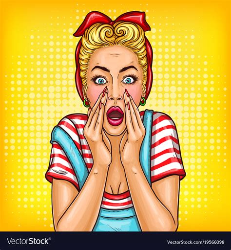 Pop Art Pin Up Girl Shocked Surprised Royalty Free Vector My Xxx Hot Girl