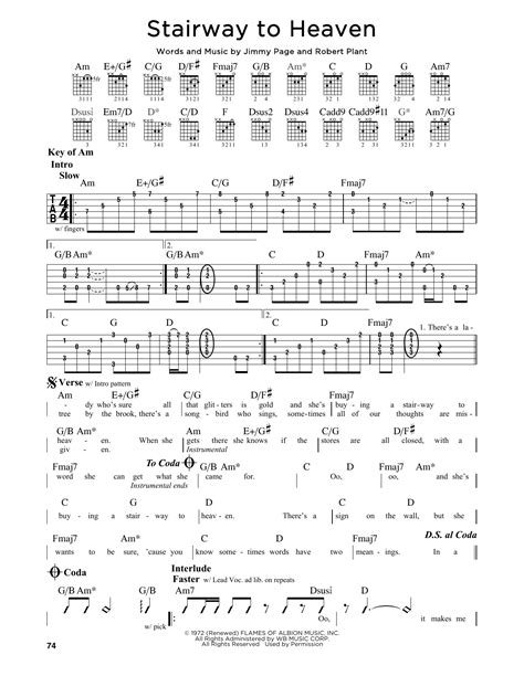 Stairway To Heaven by Led Zeppelin - Guitar Lead Sheet - Guitar Instructor