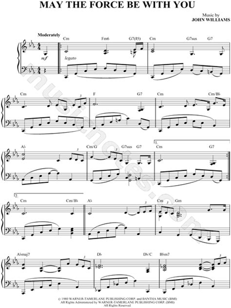 Return of the jedi, composed by john williams. "May the Force Be With You" from 'Star Wars' Sheet Music in Eb Major - Download & Print - SKU ...