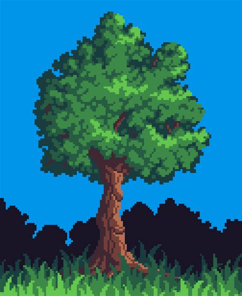 Pixel Art Tree Step By Step