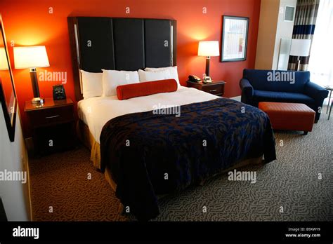 Generic Hotel Room Bed Made Up Stock Photo Alamy