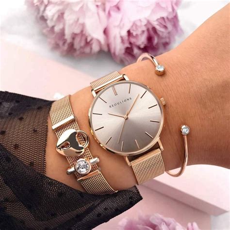 luxury fashion simple rose gold women watches stainless steel quartz wristwatch lady dress watch