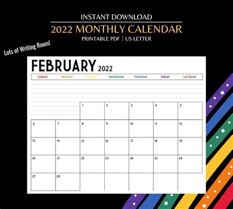 2022 Pride Monthly Calendar Landscape Printable Calendar Etsy