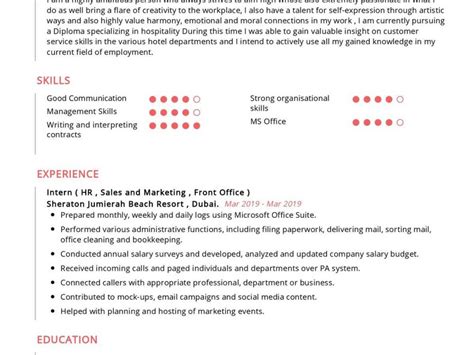 Hospitality Student Resume Sample Writing Tips Resumekraft