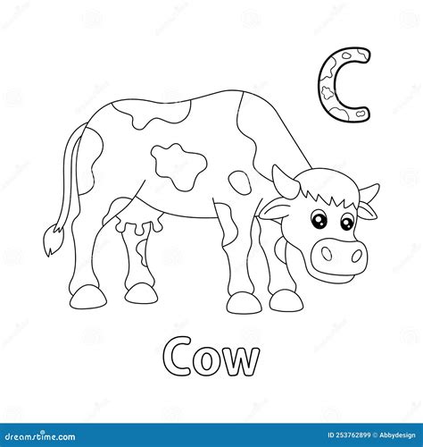 Cow Alphabet Abc Coloring Page C Stock Vector Illustration Of