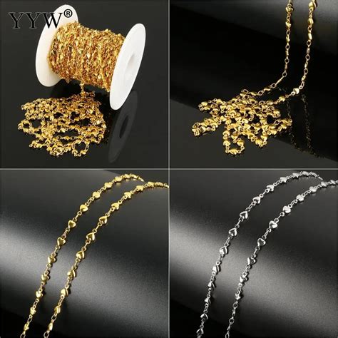 10m Stainless Steel Heart Chains Goldoriginal Metal Chains For Jewelry